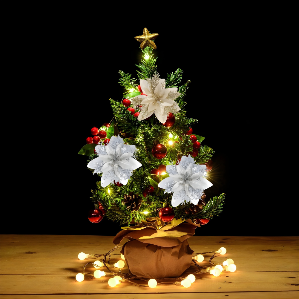 Flores navideñas con purpurina