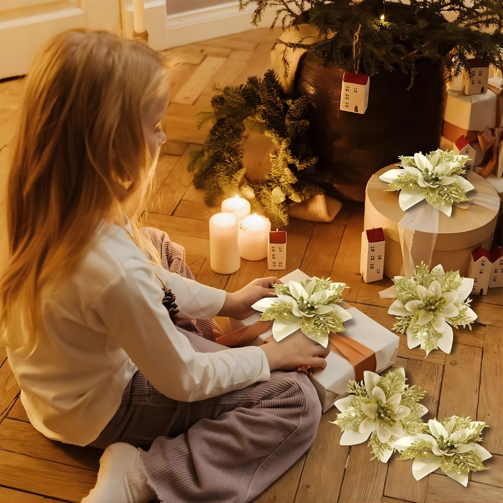 ✨ Flores Navideñas con Purpurina