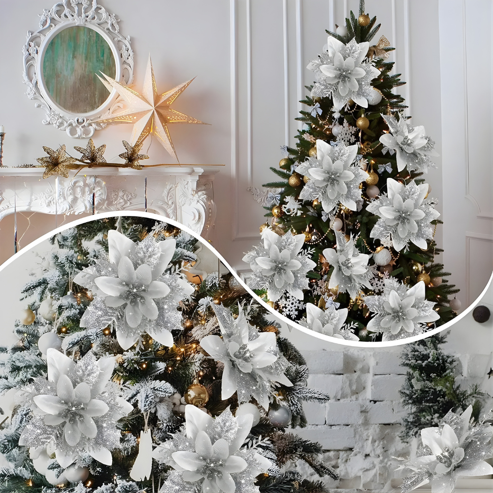 ✨ Flores Navideñas con Purpurina