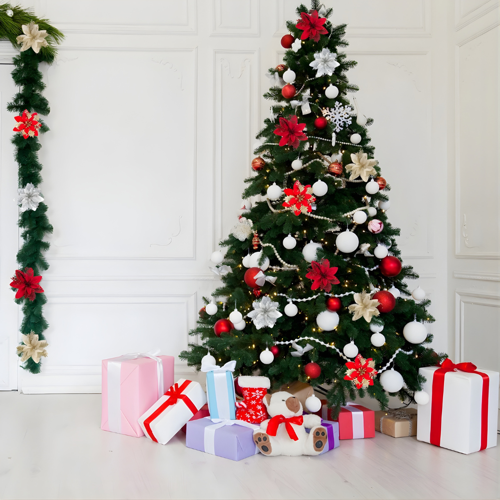 Flores navideñas con purpurina