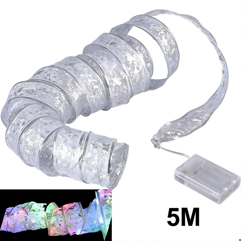 Cinta navideña con luces de hadas