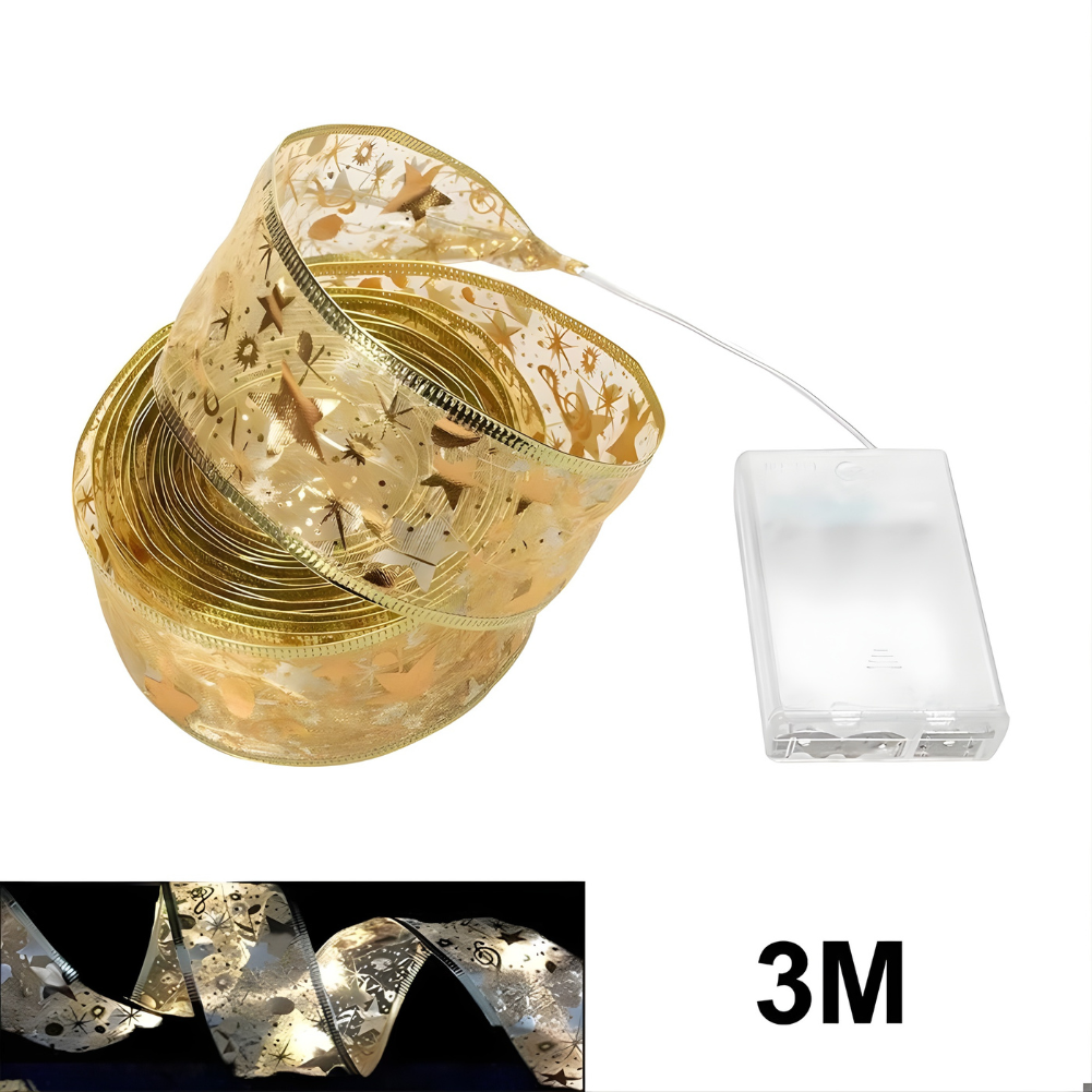 Cinta navideña con luces de hadas