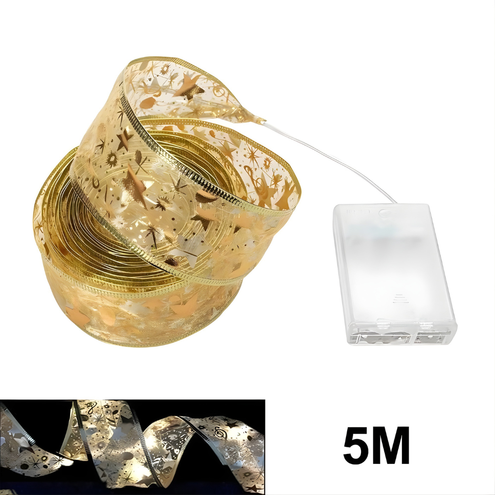 Cinta navideña con luces de hadas