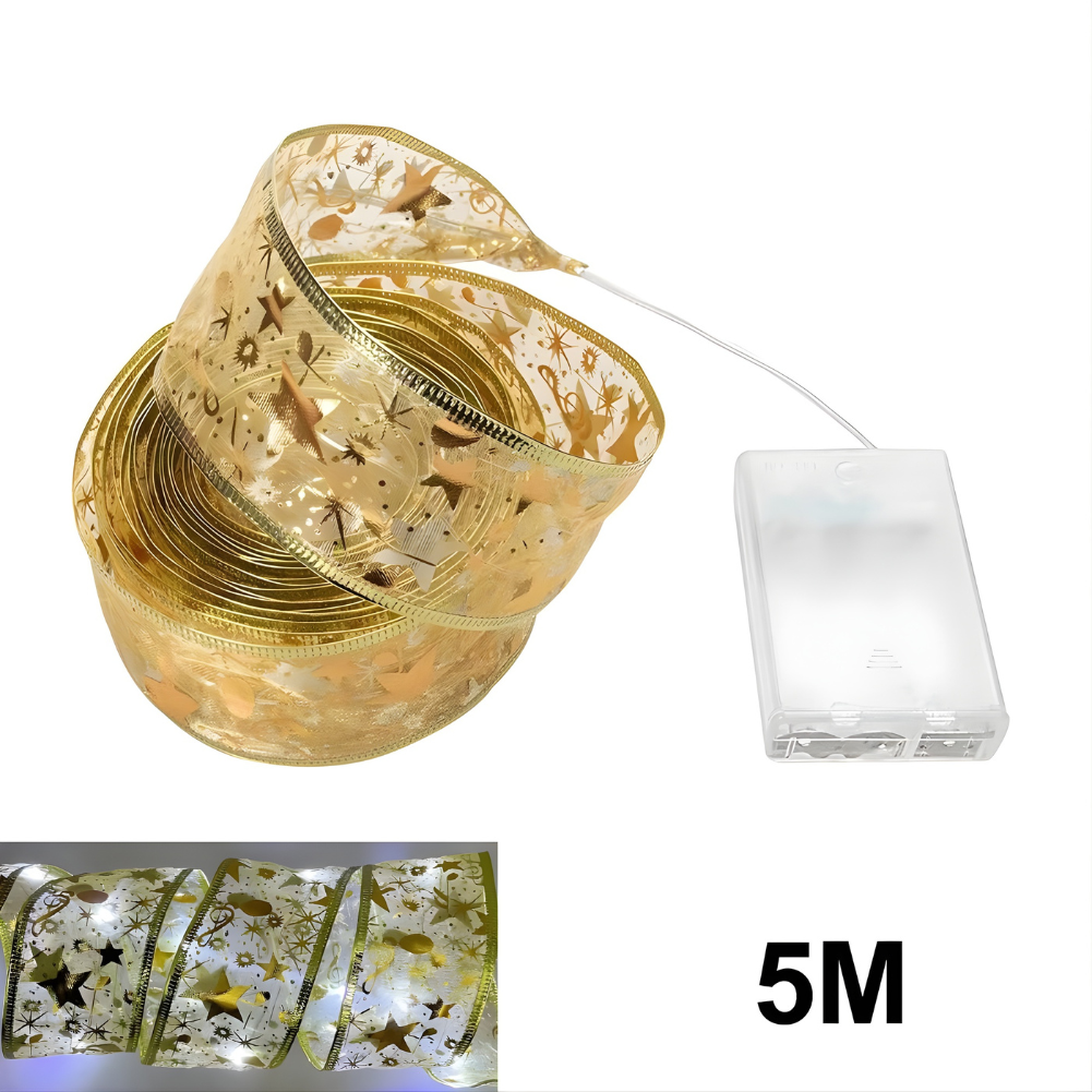 Cinta navideña con luces de hadas