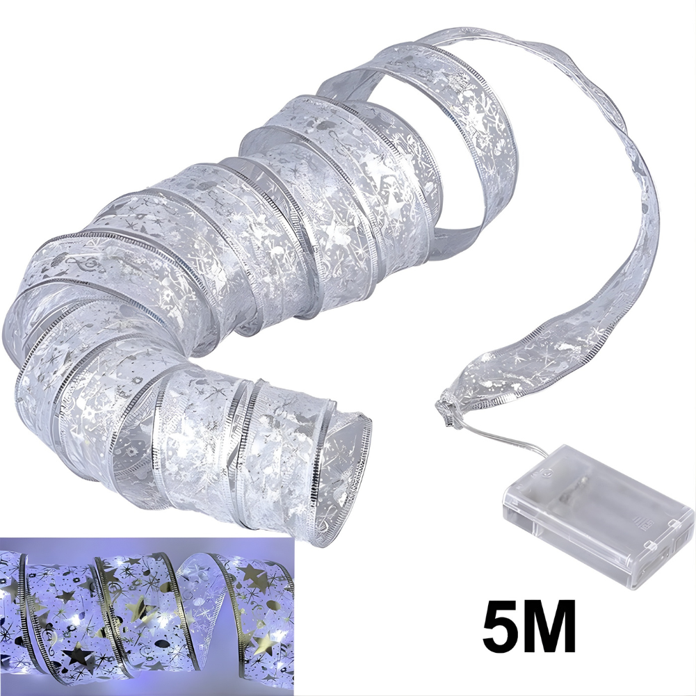 Cinta navideña con luces de hadas